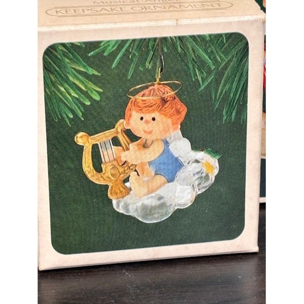 Vintage Hallmark Keepsake Ornament Lot 3 1980s Rainbow Musical Angels Cherubs - Picture 2 of 9